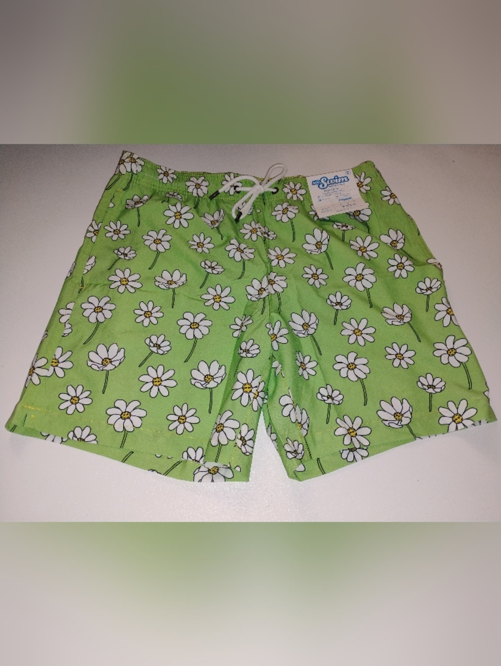 Mr.Swim Green Daisy Print Men’s Swim Shorts Size Small New